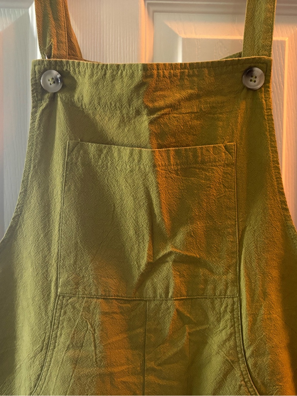Light Green Wide-Leg Linen Overalls - Picture 2 of 3